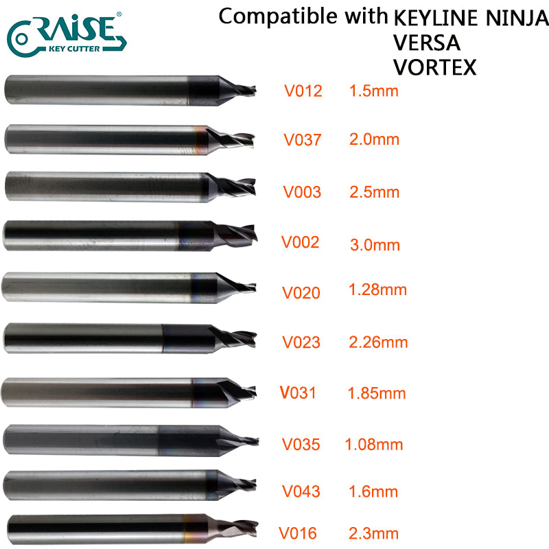 High Grade End Mills V003 V002 V012 V037 V020 V023 V031 V035 V043 V016 Compatible with SILCA NINJA VERSA VORTEX Key Cutting Machine