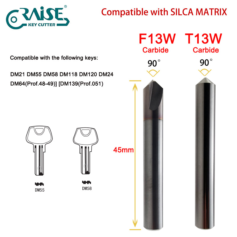 RAISE Cutter F13W T13W compatible with SILCA MATRIX Key Cutting Machine