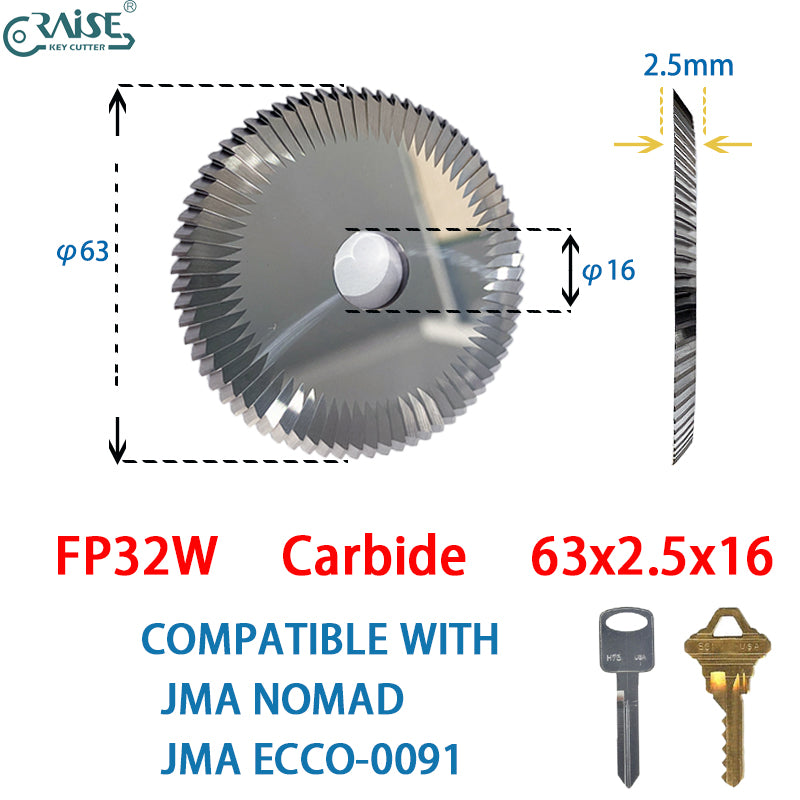 RAISE Milling Cutter FP32W Compatible with JMA FP32 JMA JMA Nomad JMA ECCO-0091 Key Cutting Machine