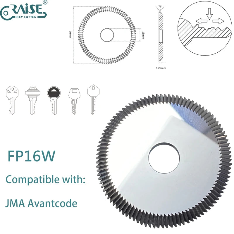 Key Cutter FP16W Carbide Milling Cutter Compatible with JMA Avantcode Key Duplicating Machine Locksmith Tools