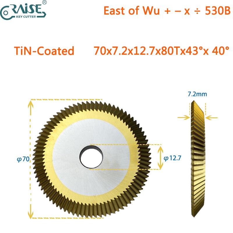 East of wu +-X÷ 530B Key Machine Cutter 70x7.2x12.7x43°x40°