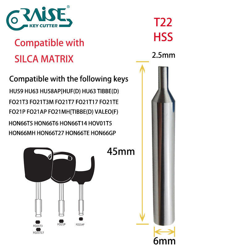 RAISE Cutter F22W T22 Compatible with SILCA F22 T22 SILCA MATRIX Key Cutting Machine