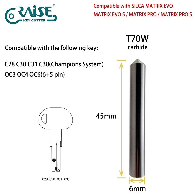 RAISE Cutter F70W T70W Compatible with SILCA F70 T70 SILCA MATRIX Key Cutting Machine