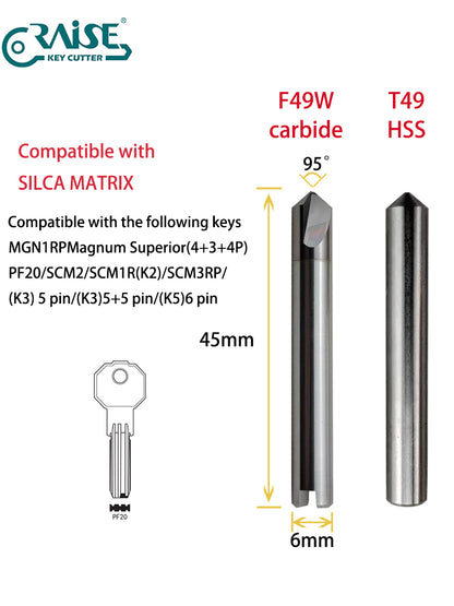 RAISE Cutter F49W T49 Compatible with SILCA Matrix Key Cutting Machines