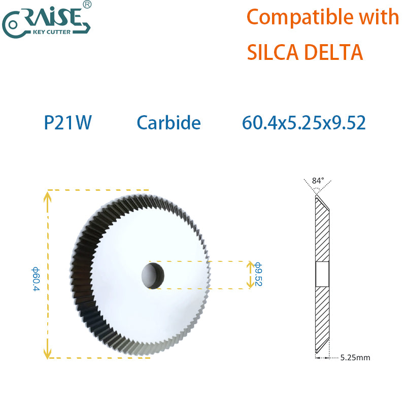 Flat slotter SG14W 60.4x1.14x9.52 in Carbide Compatible with SILCA DELTA Key Machine