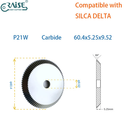 Flat slotter SG14W 60.4x1.14x9.52 in Carbide Compatible with SILCA DELTA Key Machine