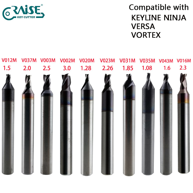 End Milling Cutter V012 V037 V003 V002 V020 V023 V031 V035 V043 V016 Compatible with Keyline NINJA VERSA VORTEX Key Cutting Machine