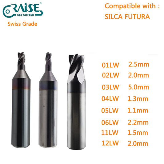 High Grade End Milling Cutter 01D 01LW 02LW 06LW 03LW Compatible with SILCA FUTURA Key Cutting Machine