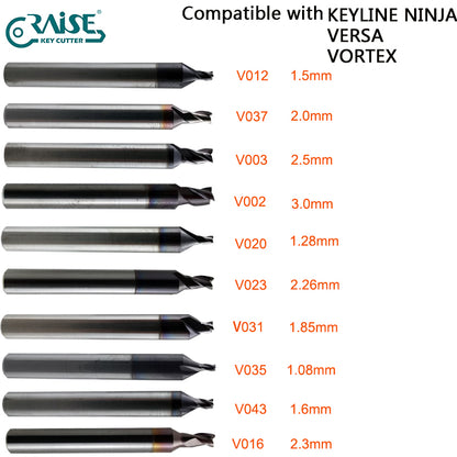 High Grade End Mills V003 V002 V012 V037 V020  V023 V031 V035 V043 V016 Compatible with SILCA NINJA VERSA VORTEX Key Cutting Machine