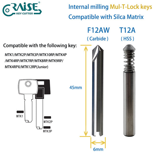 RAISE Carbide Cutter F12AW T12A Compatible with SILCA MATRIX Key Cutting Machine