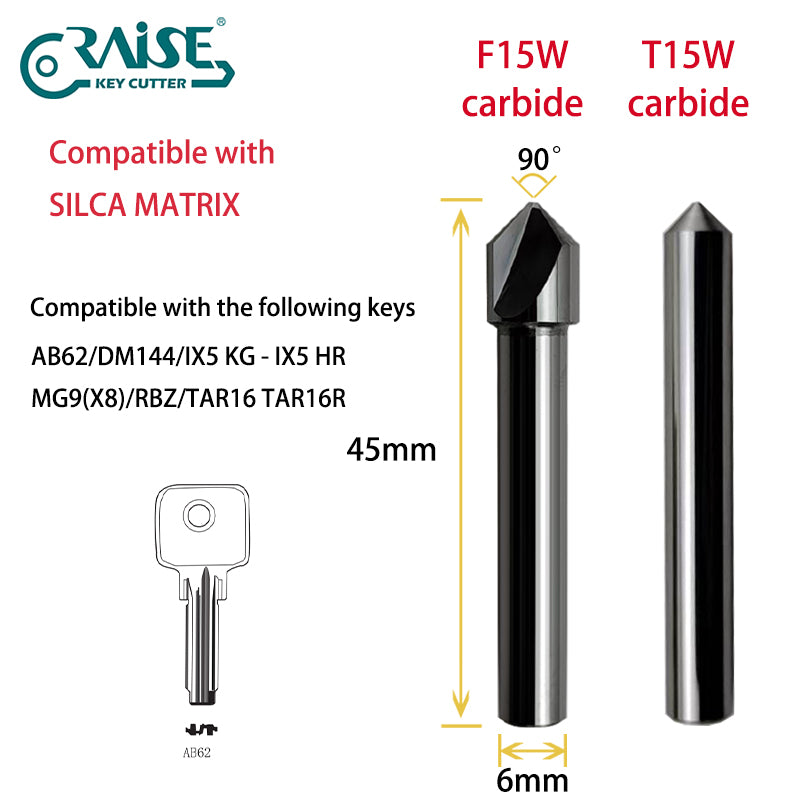 RAISE Carbide Cutter F15W T15W Compatible with SILCA Matrix Key Cutting Machines