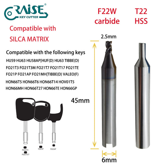 RAISE Cutter F22W T22 Compatible with SILCA F22 T22 SILCA MATRIX Key Cutting Machine
