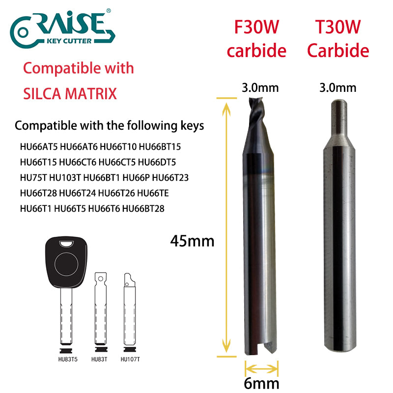 RAISE Carbide Cutter F30W T30W Compatible with SILCA Matrix Key Cutting Machines