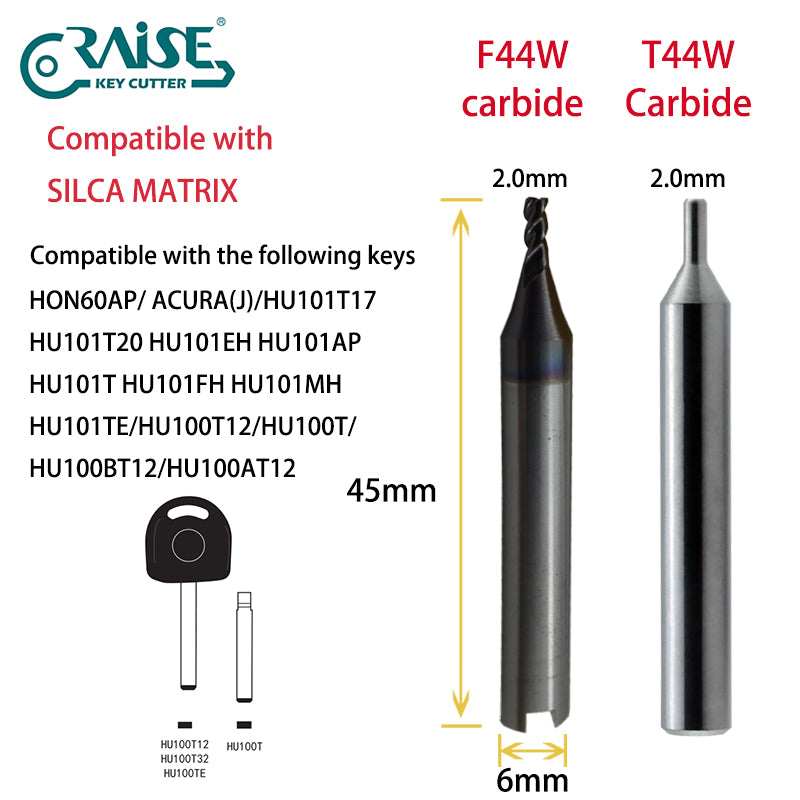 RAISE Carbide Cutter F44W T44W Compatible with SILCA Matrix Key Cutting Machines