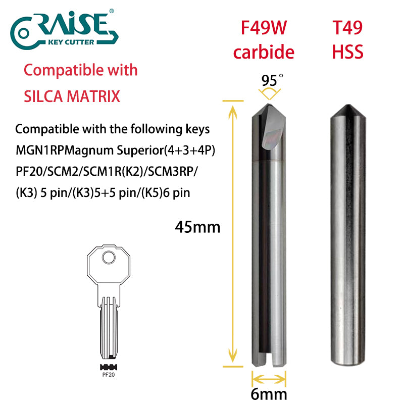 RAISE Cutter F49W T49 Compatible with SILCA Matrix Key Cutting Machines