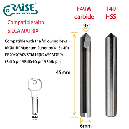 RAISE Cutter F49W T49 Compatible with SILCA Matrix Key Cutting Machines