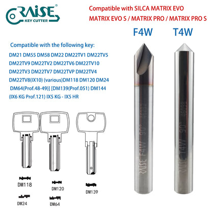 RAISE Carbide Cutter F4W T4W Compatible with SILCA F4 T4 SILCA MATRIX Key Cutting Machine