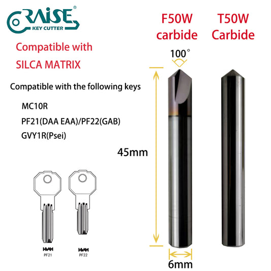 RAISE Carbide Cutter F50W T50W Compatible with SILCA Matrix Key Cutting Machines