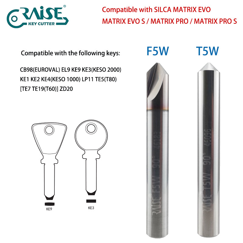 RAISE Carbide Cutter F5W T5W Compatible with SILCA F5 T5 SILCA MATRIX Key Cutting Machine