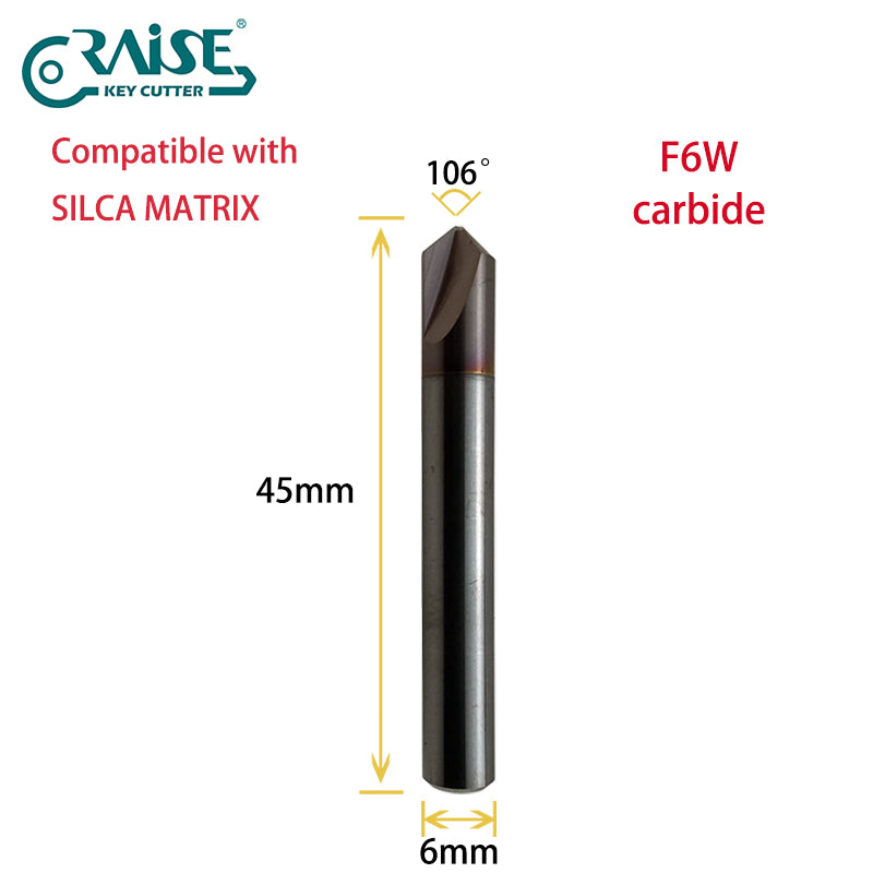 RAISE Carbide Cutter F6W T6W Compatible with SILCA Matrix Key Cutting Machines