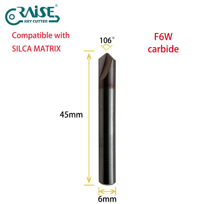 RAISE Carbide Cutter F6W T6W Compatible with SILCA Matrix Key Cutting Machines