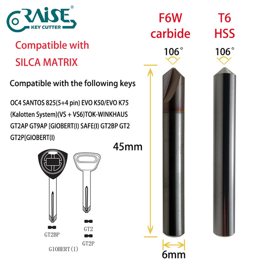 RAISE Cutter F6W T6 Conpatible with SILCA F6 T6 SILCA MATRIX Key Cutting Machine