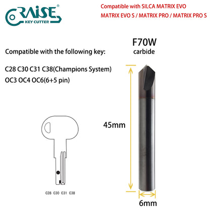 RAISE Cutter F70W T70W Compatible with SILCA F70 T70 SILCA MATRIX Key Cutting Machine