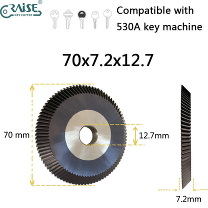 Key Milling Cutter 70x7.2x12.7 Compatible with East of wu +-X÷ 530A  Key Copy Machine