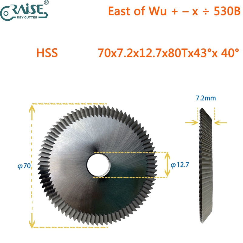 East of wu +-X÷ 530B Key Machine Cutter 70x7.2x12.7x43°x40°