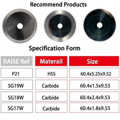 Flat slotter SG14W 60.4x1.14x9.52 in Carbide Compatible with SILCA DELTA Key Machine