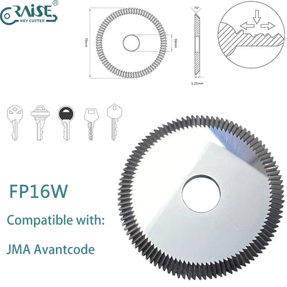 Key Cutter FP16W  Carbide Milling Cutter Compatible with JMA Avantcode Key Duplicating Machine Locksmith Tools