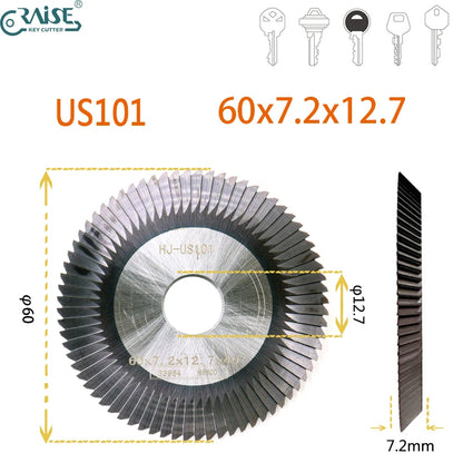 Milling Cutter 60x7.2x12.7 for US101 Key Machine  to Cut  Standard cylinder keys