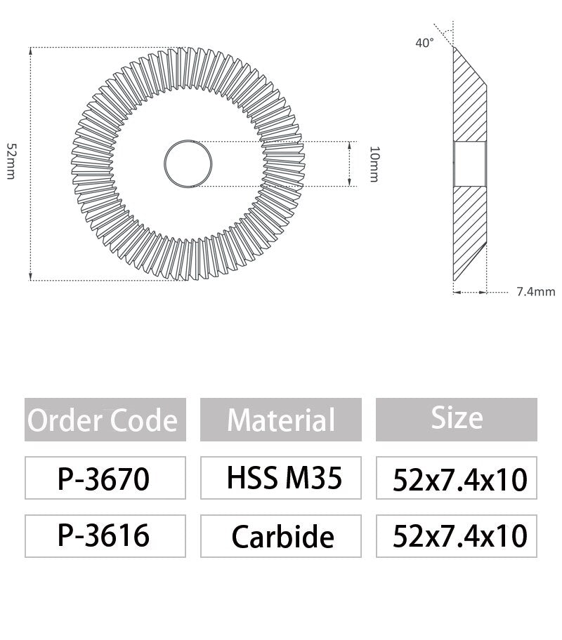 Cutter Wheel 52x7.4x10 Compatible with 3D Elite Key Copy Machine