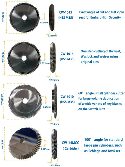 HPC Key Cutter CW-1011 CW-1012 CW-1013 CW-1014 CW-20FM CW-6010 CW-90MC Compatible with HPC Key Duplicator Locksmith Tools