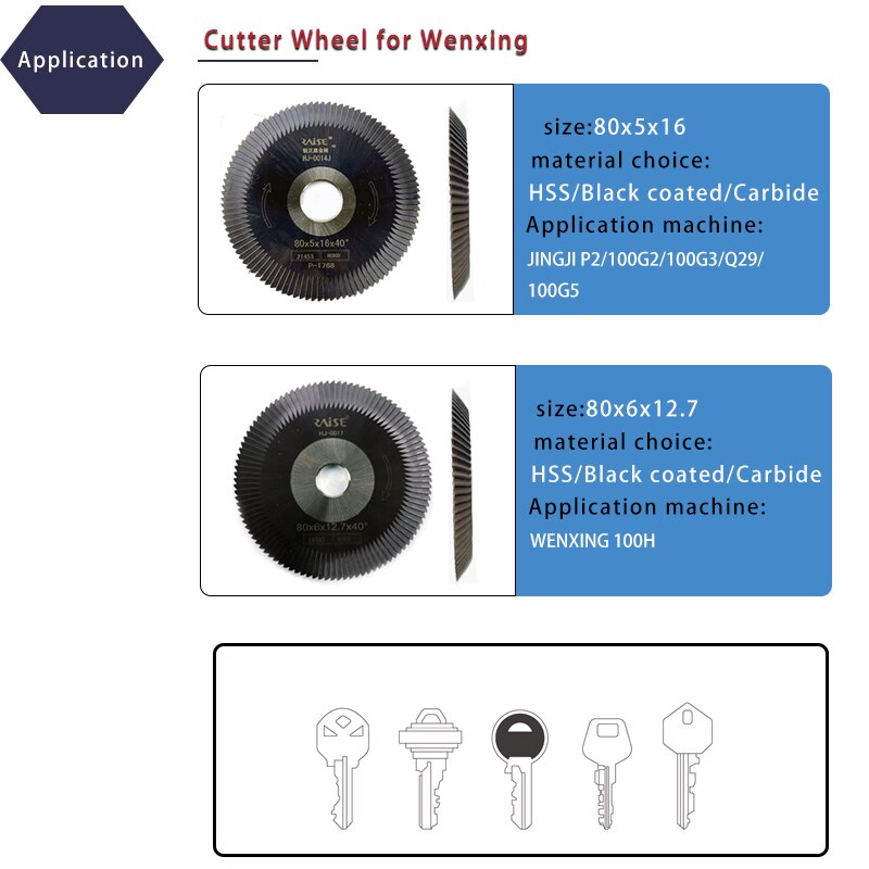 0011 70x7.3x12.7 Milling Cutter with 0010 60x7.3x12.7 for Wenxing Key Machine 100D 100E 100F 100G