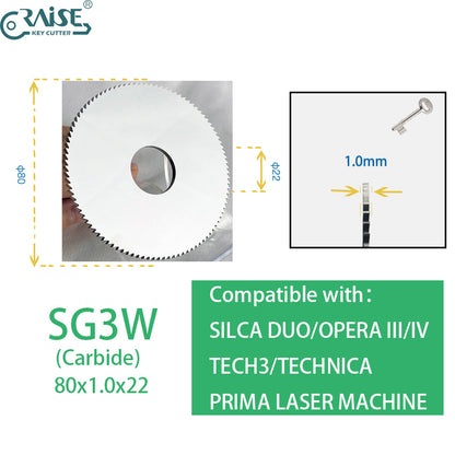 Silca DUO OPERA III TECHNICA SG3W 80x1.0x22 Mortice slotter Cutter Replacement