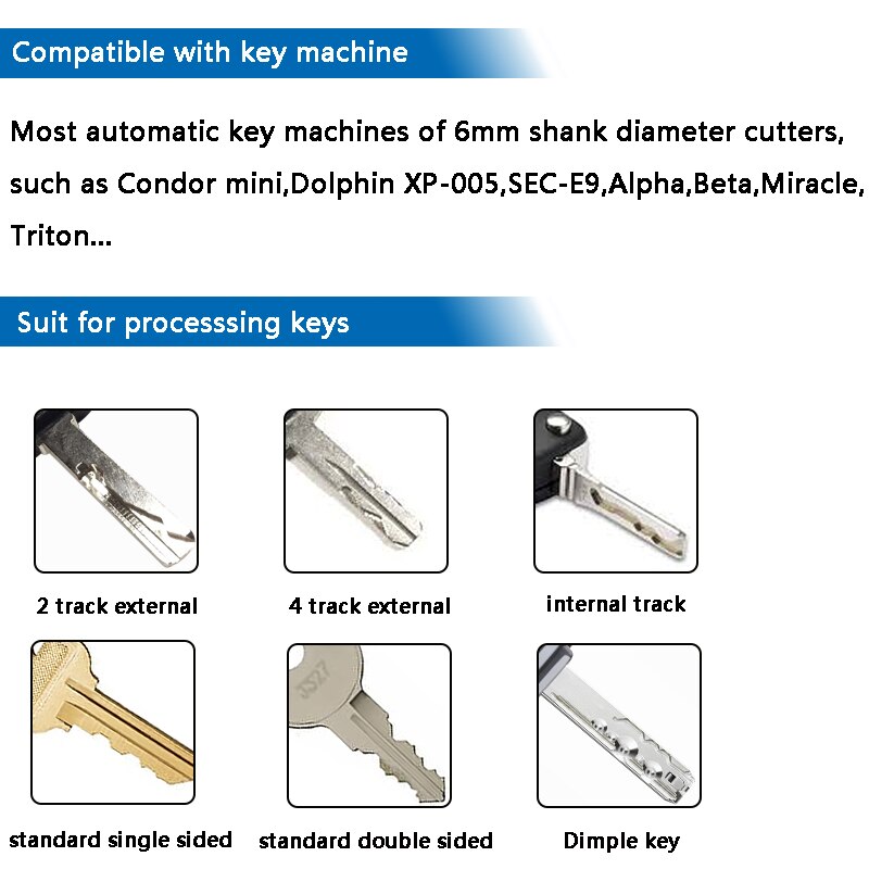 Cutter and Tracer for Condor Dolphin XP005 Alpha Beta Miralce SEC-E9 Automatic Key Machine