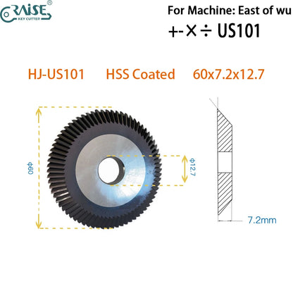 Milling Cutter 60x7.2x12.7 for US101 Key Machine  to Cut  Standard cylinder keys