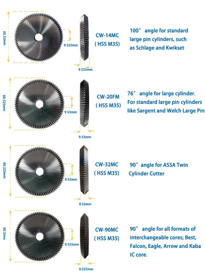 HPC Key Cutter CW-1011 CW-1012 CW-1013 CW-1014 CW-20FM CW-6010 CW-90MC Compatible with HPC Key Duplicator Locksmith Tools