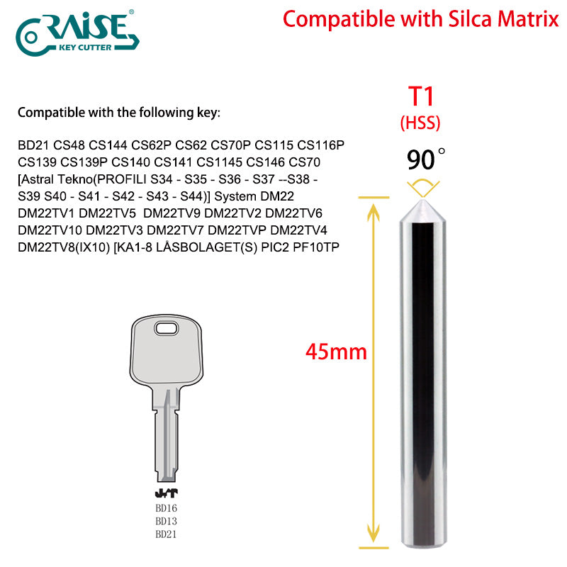 RAISE Cutter F1W T1 Compatible WIth SILCA F1 T1 SILCA MATRIX Key Cutting Machine