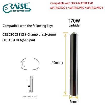 RAISE Cutter F70W T70W Compatible with SILCA F70 T70 SILCA MATRIX Key Cutting Machine