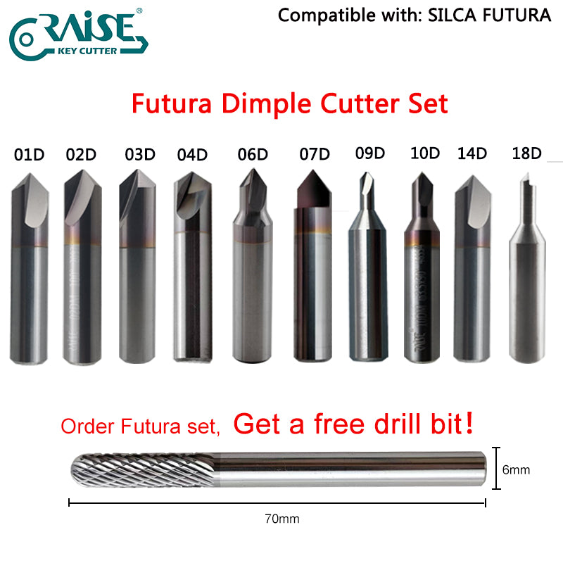 Futura Dimple Cutter set compatible with SILCA FUTURA Key Cutting machine