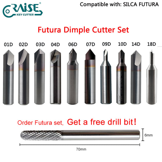 Futura Dimple Cutter set compatible with SILCA FUTURA Key Cutting machine