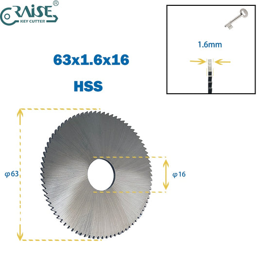 Circular Slitting saw HSS cutting wheel 63x1.6x16 Z80 for Key Machine