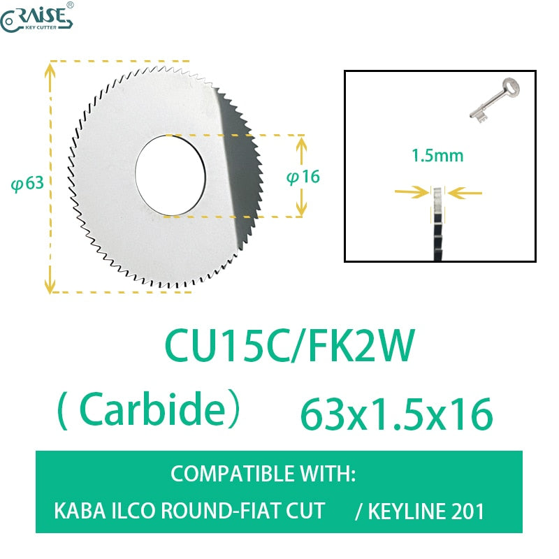 Keyline 201 ILCO KD15 Round Flat Cut CU15 FK2 Cutter Wheel 63x1.5x16 ...