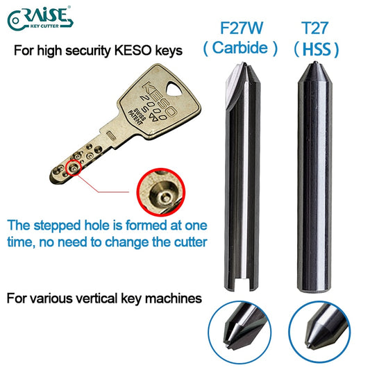 F27 T27 Dimple Cutter Set for KESO Keys Step Hole